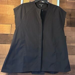 Athleta Black Button Down Cap Sleeve Top, size M